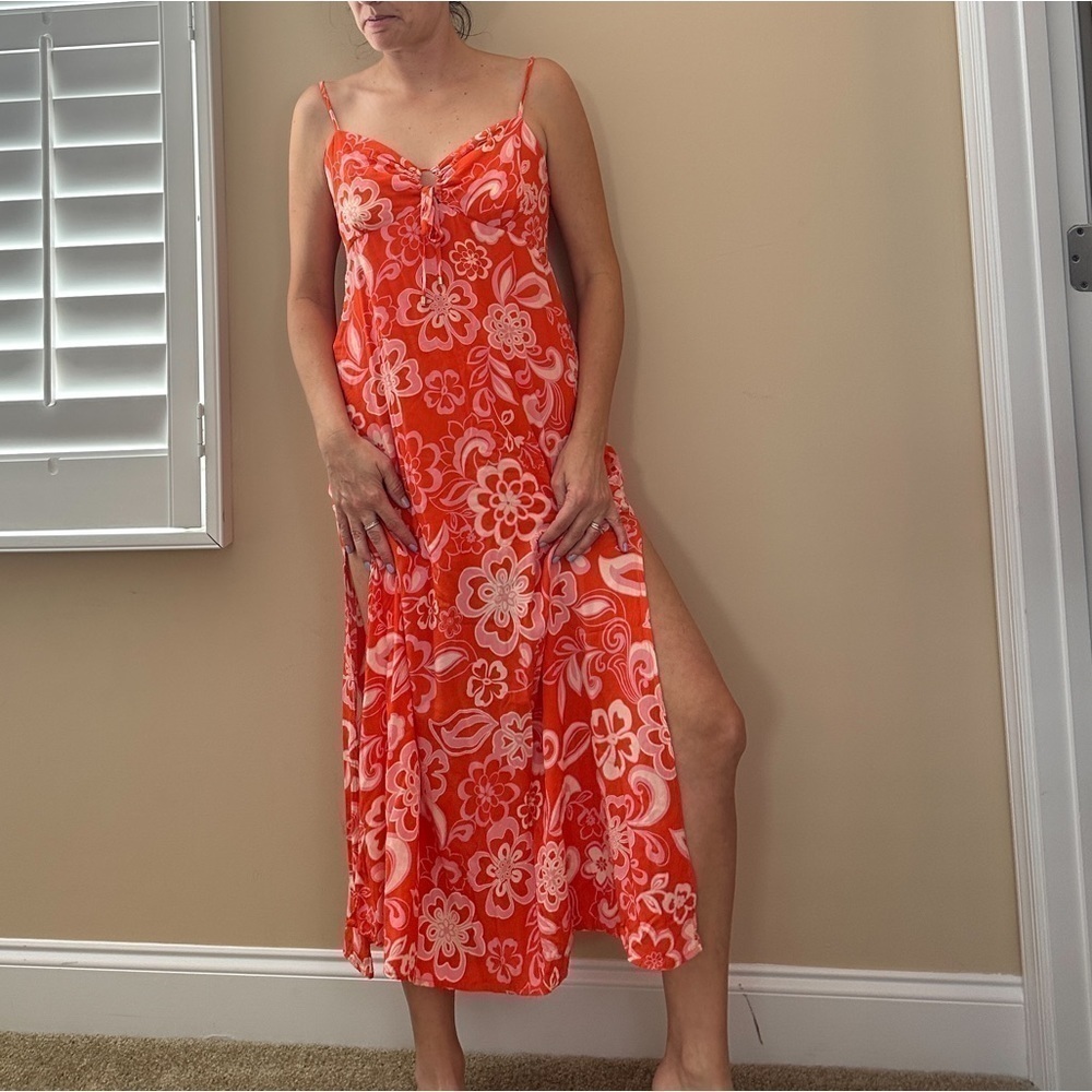 Olivaceous Tropical Maxi dress boutique  Large